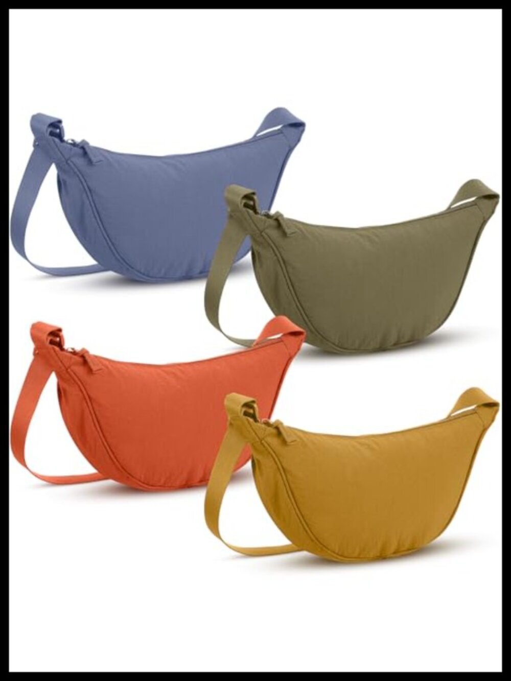 4 Pack Nylon Crescent Moon Crossbody Bag Adjustable Strap Lightweight